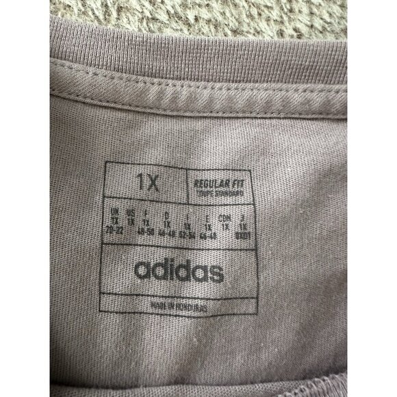 adidas Plus Size Essentials Slim 3-Stripes T-Shirt Fig/white 1X New - Picture 6 of 12